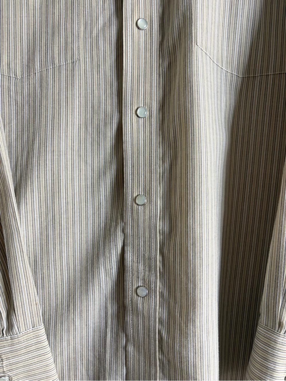 Panhandle Slim Beige Striped Western Button-Up Shirt - Picture 5 of 16